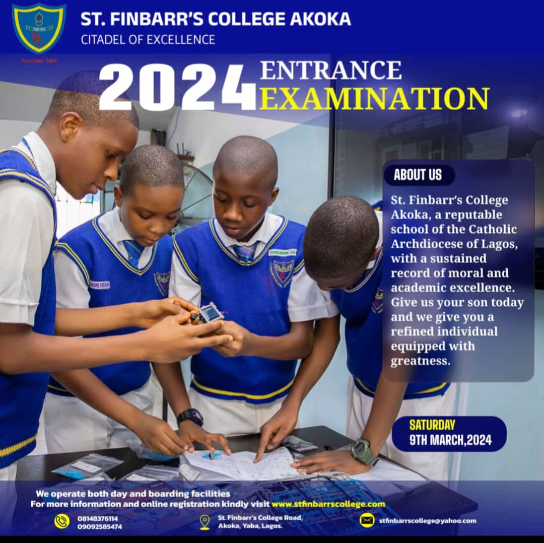 List of Successful Candidates for the 2024 Entrance Examination into St. Finbarr’s College (First Batch)